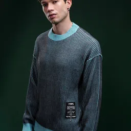 HIGHLANDER Men Self Design Round Neck Pullover image 4