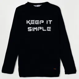 Fame Forever by Lifestyle Boys Navy Blue & Off White Typography Printed Pullover-picture-19