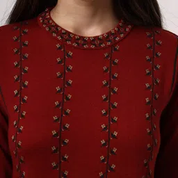 KEIKO Women Maroon & Black Geometric Printed Kurta image 2