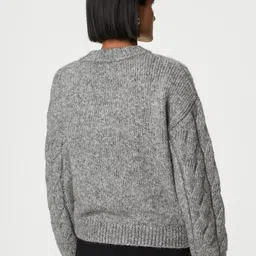Marks & Spencer Round Neck Cable Knit Pullover Sweater image 3