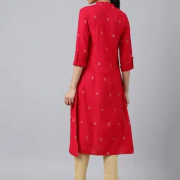 W Women Red Ethnic Motifs Printed Kurta image 5