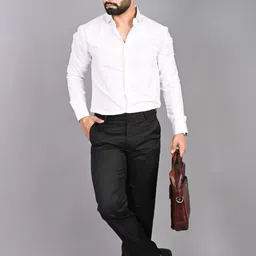 fubar Men Regular Fit Black Viscose Rayon Trousers image 2