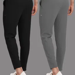 yazole Pack of 2 Men Solid Black, Grey Track Pants image 2