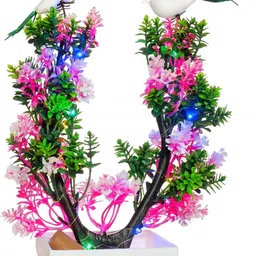 rpdam Artificial Plant with Sparrow for Living Room Decor with LED Light Bonsai Wild Artificial Plant with Pot image 3