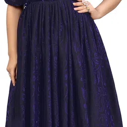 gunhild Floral Print, Self Design Velvet, Lycra Blend Stitched Anarkali Gown image 1