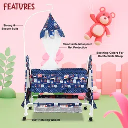 toyshoppee Cradle for kids cradle for baby boy and girl Cradle With Swing & Mosquito Net Bassinet image 2
