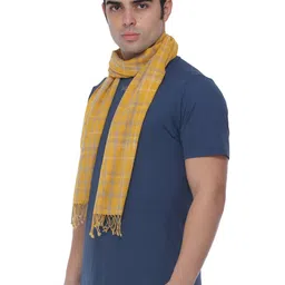 Exotic India Men Checked Wool Scarf image 4