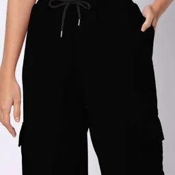 mfb Pack of 2 Women Loose Fit Black, Purple Lycra Blend Trousers image 4