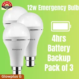 glowplus g Pack of 3 – 12W Rechargeable Bulbs | Bright & Energy Saving Emergency Lights 3 hrs Bulb Emergency Light-picture-11