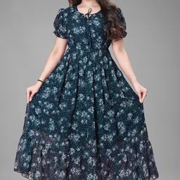 Women Fit and Flare Light Blue Maxi/Full Length Dress-image-0