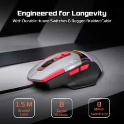 EVOFOX Blaze 2 12800 DPI Gaming Sensor and 8 Programmable Buttons RGB Wired Ergonomic Optical Gaming Mouse image 5