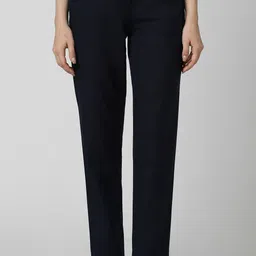 van heusen Women Regular Fit Dark Blue Polyester Trousers-picture-13