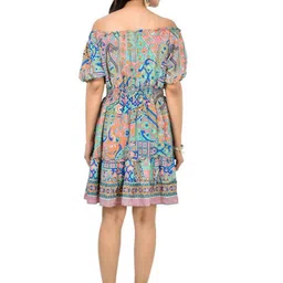 ADC SHEMONA Women Bohemian Print Off-Shoulder Fit & Flare Midi Dress image 4