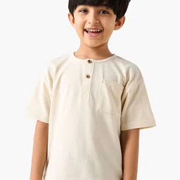 Juniors by Babyshop Boys Solid Henley Neck Cotton T-shirt-picture-56