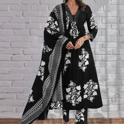 CICICA Women Floral Printed Panelled Kurta with Trousers & With Dupatta-picture-13