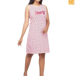 SELINI Women Abstract Printed Round Neck Sleeveless Knee Length Nightdress-picture-32