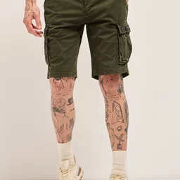 THE BEAR HOUSE Men Cotton Solid Knee Length Shorts-picture-22