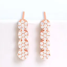Zavya 925 Sterling Silver Rose Gold-Plated Cubic Zirconia Stone Studded Drop Earrings image 2