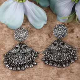 Anouk Silver-Plated Peacock Shaped Drop Earrings-picture-30