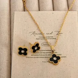 MISS ASTUTE Gold-Plated Stone Studded Jewellery Set-image-2