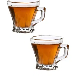 SOMIL Transparent & White Floral Printed Glass Transparent Cups Set of Cups and Mugs image 5