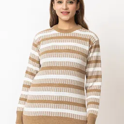 LEZA Women Striped Pullover with Embroidered Detail-picture-28