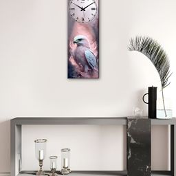 OLIVE TREE Pink & Blue Eagle Printed Wooden Contemporary Rectangle Shaped Wall Clock-picture-5