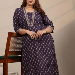 EXTRA LOVE BY LIBAS Women Plus Size Ethnic Motifs Printed Gotta Patti Kurta image 4