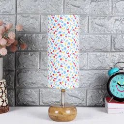 Devansh Wood Table Lamp With Multicolor Cotton Shade by New Era image 2