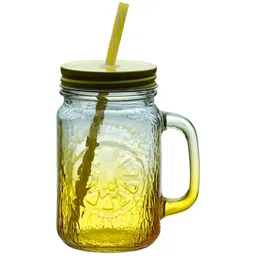 Aura Yellow & Transparent Textured Glass Transparent Mugs Set of Cups and Mugs image 5