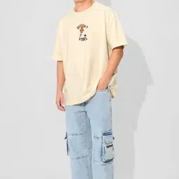 URBANICE Men Graphic Printed Applique Oversized Cotton T-shirt image 3