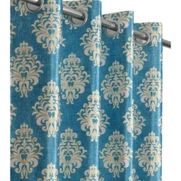 UrbanArts Blue & White Ethnic Motifs Room Darkening Long Door Curtain-picture-22