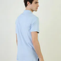 Iconic Textured Polo Collar Short Sleeves Cotton T-shirt image 3