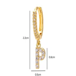 AQUASTREET 18K Gold-Plated Zircon Studded P Shaped Hoop Earrings image 3