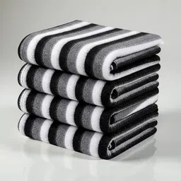 Aura White & Black Set of 4 Striped Fleece Mild Winter 120 GSM Blanket-picture-32