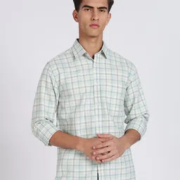 Guns & Sons Modern Slim Fit Tartan Checks Checked Spread Collar Cotton Casual Shirt-picture-40