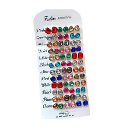 Balasundri Set of 36 Rhinestone Studs Earrings-image-3