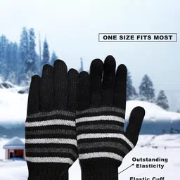 LOOM LEGACY Men Striped Winter Gloves with Muffler image 2