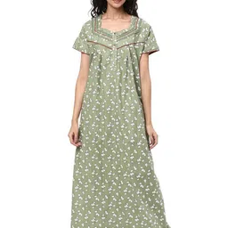 KOVIRA Women Printed Pure Cotton Maxi Everyday Nightdress-image-0