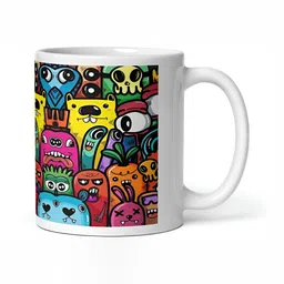 Mr UVD White & Red Graphic Printed Ceramic Glossy Mug - 350 ml image 3