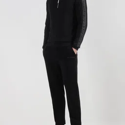 Karl Lagerfeld Men High Neck Half Zip Leather Label Cotton Pullover Sweaters image 4