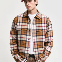 GANT Men Spread Collar Checked Cotton Casual Shirt-picture-10