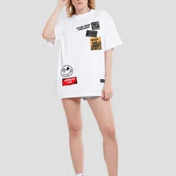 Underrated Club Women Printed Bio Finish Applique T-shirt image 3