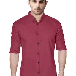 Metronaut Men Regular Fit Band Collar Solid Cotton Casual Shirt-picture-27