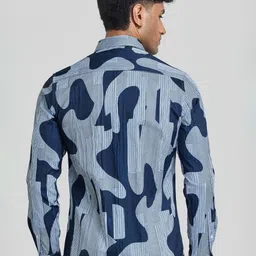 Snitch Men Smart Spread Collar Abstract Printed Slim Fit Casual Shirt image 4