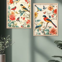 Kotart Beige & Orange 2 Piece Birds and Animals Wooden Wall Art-picture-28