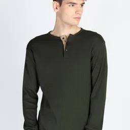Status Quo Men Solid Henley Neck Cotton T-shirt-picture-26
