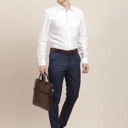 Turtle Men Tailored Skinny Fit Mid Rise Formal Trousers image 5