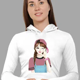 Moda Rapido Women Printed Hooded T-shirt-image-52
