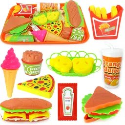 pranso Sandwich and Rolls Toy and Pizza, French Fries, ice Cream, with Food Trey-picture-25